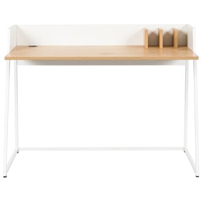 Iselin Modern Home Office Desk, 120cm, White / Oak