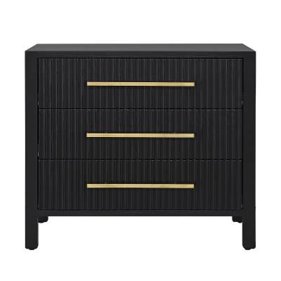 Matteo Ashwood 3 Drawer Bedside Table, Black