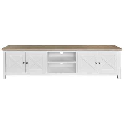 Seaton Acacia Timber 4 Door TV Unit, 210cm