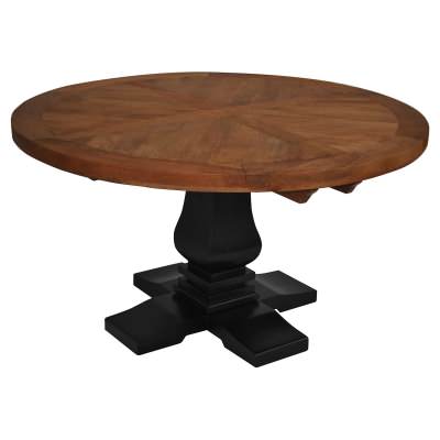 Mozzate Mango Wood Round Pedestal Dining Table, 135cm 
