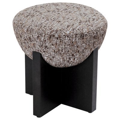 Helena Chenille Fabric & Ash Timber Footstool, Caramel