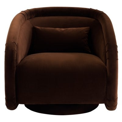 Artemis Velvet Fabric Swivel Armchair, Chocolate