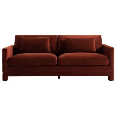 Kelsey Velvet Fabric Sofa, 3 Seater, Caramel