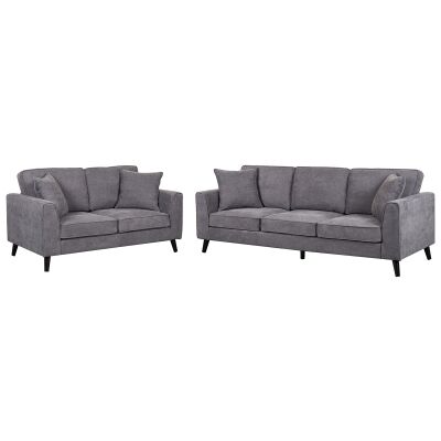 Monroe 2 Piece Fabric Sofa Set, 3+2 Seater, Dark Grey