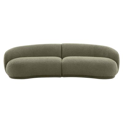 Olina Sherpa Boucle Fabric Curved Sofa, 4 Seater, Green