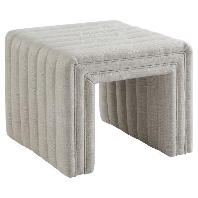 Remus Linen Fabric Footstool, Oatmeal