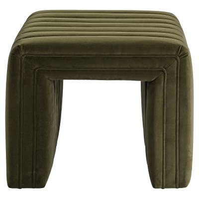 Remus Velvet Fabric Footstool, Moss