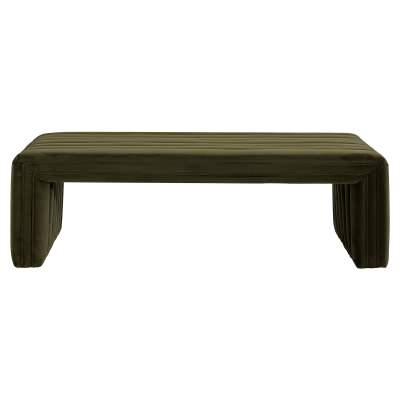 Remus Velvet Fabric Ottoman Bench, 140cm, Moss