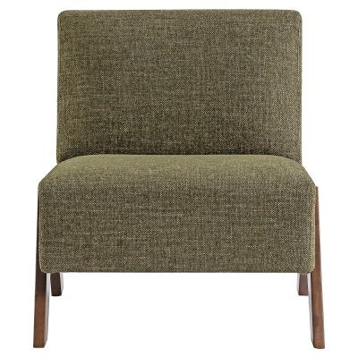 Wilford Chenille Fabric Occasional Chair, Green / Walnut