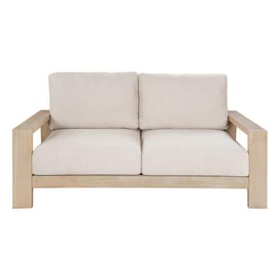 Walmer Eucalyptus Timber Outdoor Sofa, 2 Seater, White Wash / Cream