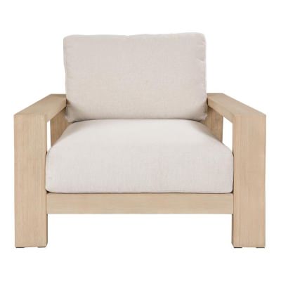 Walmer Eucalyptus Timber Outdoor Armchair, White Wash / Cream
