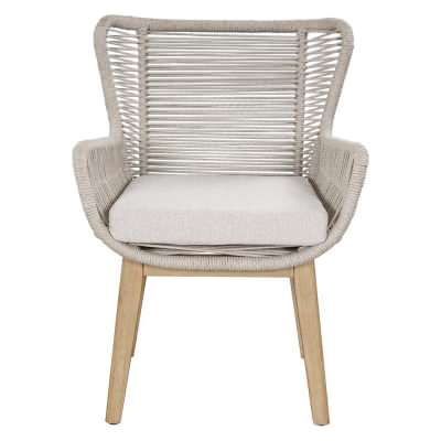 Walmer Rope & Eucalyptus Timber Outdoor Dining Chair, Beige / White Wash
