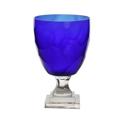 Slyce Rough Glass Goblet, Medium, Sapphire / Clear