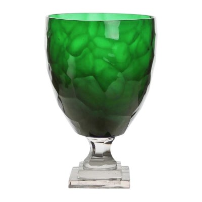 Slyce Rough Glass Goblet, Large, Emerald / Clear