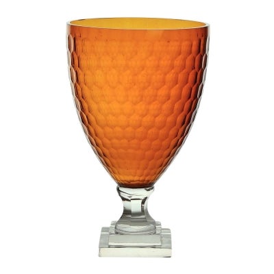Hunter Honeycomb Glass Goblet, Amber / Clear