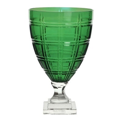 Montalia Cut Glass Goblet, Emerald / Clear