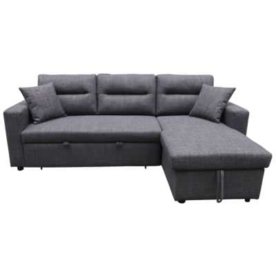 Karla Fabric Pull-out Corner Sofa Bed, Charcoal