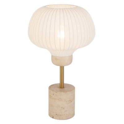 Vybor Travertine & Iron Base Table Lamp