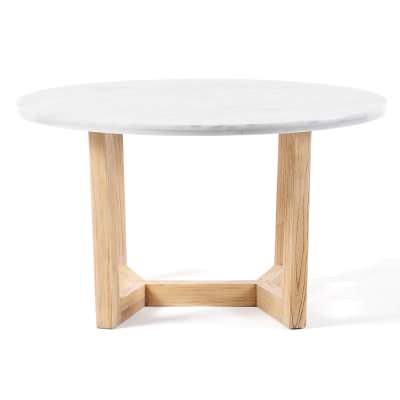 Victor Marble & Oak Timber Round Dining Table, 140cm