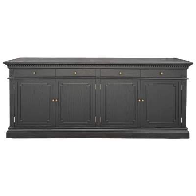 St. James Oak Timber 4 Door 4 Drawer Sideboard, 220cm, Black Oak