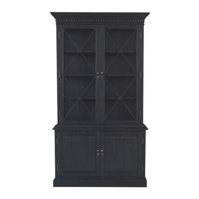 Varroville Oak Timber 2 Door Display Hutch Cabinet, Black Oak
