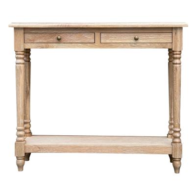 Lucius Oak Timber Console Table, 100cm, Lime Washed Oak