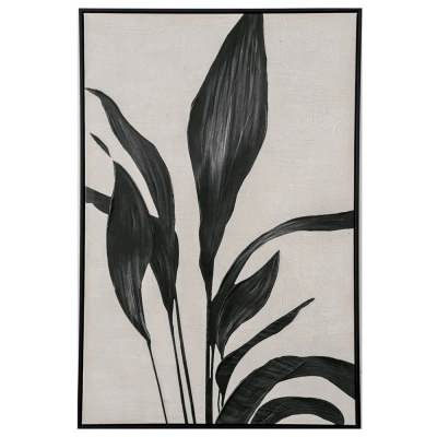 "Black Foliage" Framed Enhanced Canvas Wall Art Print, No.1, 90cm
