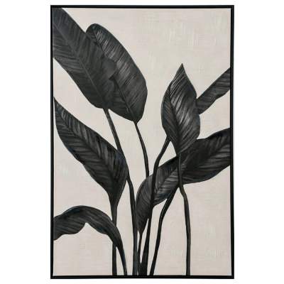 "Black Foliage" Framed Enhanced Canvas Wall Art Print, No.2, 90cm