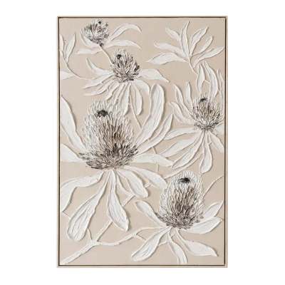 "White Banksia Twig" Framed Canvas Wall Art Painting, 92cm