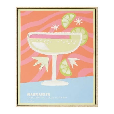 "Cocktail Burst" Framed Canvas Wall Art, Margarita, 52cm
