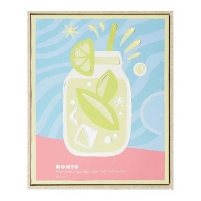 "Cocktail Burst" Framed Canvas Wall Art, Mojito, 52cm