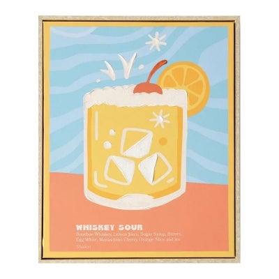 "Cocktail Burst" Framed Canvas Wall Art, Whisky Sour, 52cm