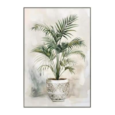 "Watercolour Potted Palm" Framed Canvas Wall Art, Type A, 92cm