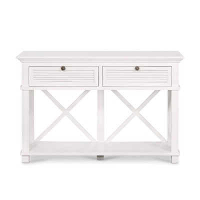 West Beach Wooden 2 Drawer Console Table, 130cm, White