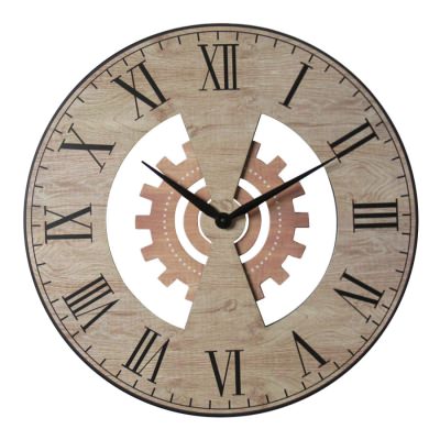 Orbique Wooden Round Wall Clock, 60cm