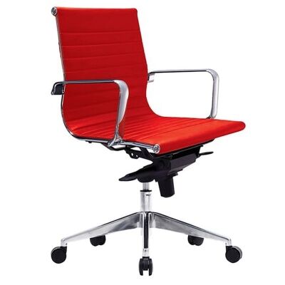 Web PU Leather Executive Office Chair, Low Back, Red