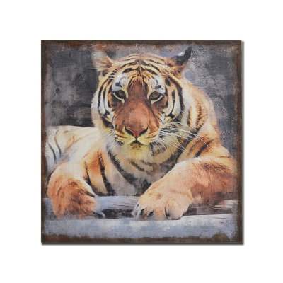 "Tiger Hessian" Stretched Canvas Wall Art Print, 70cm