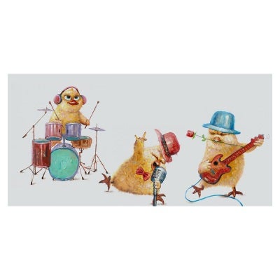 "Chicken Band" Stretched Canvas Wall Art Print, 80cm