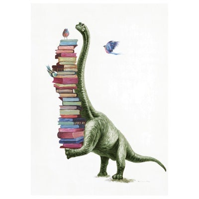"Diplodocus Librarian" Stretched Canvas Wall Art Print, 70cm