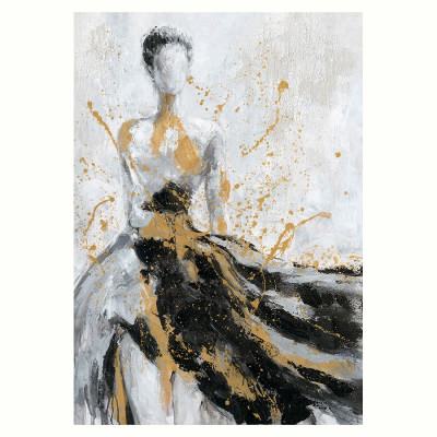 "Monochrome Glamour in Gilded Elegance" Stretched Canvas Wall Art Print, 100cm
