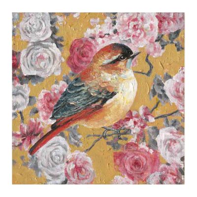 "Sparrow & Multiflora Rose" Stretched Canvas Wall Art Print, Type A, 50cm