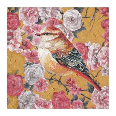"Sparrow & Multiflora Rose" Stretched Canvas Wall Art Print, Type B, 50cm