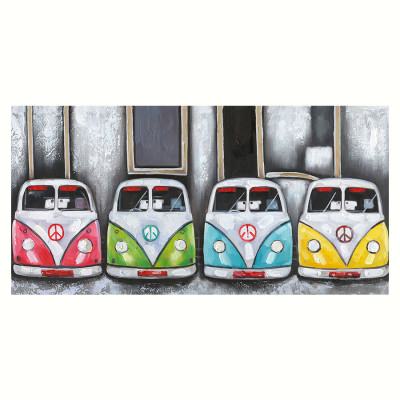 "Kombi Vans" Stretched Canvas Wall Art Print, 100cm