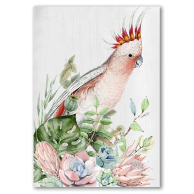 "Major Mitchell's Cockatoo with Native Plants" Stretched Canvas Wall Art Painting, 70cm