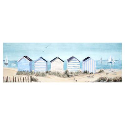 "Beach Huts Landscape" Stretched Canvas Wall Art Painting, 150cm