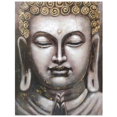 "Peaceful Buddha Portrait with Sprinkle Gold" Stretched Canvas Wall Art Painting, 120cm