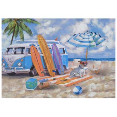 "Retro Beach Vacation" Stretched Canvas Wall Art Painting, 100cm