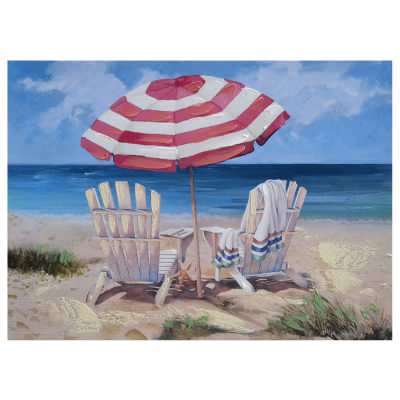 "Beach & Lounger" Stretched Canvas Wall Art Painting, Style A, 70cm