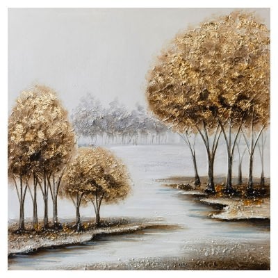 "Creekside Autumn Misty" Stretched Canvas Wall Art Painting, Type A, 80cm