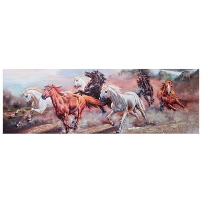 "Seven Running Horses" Stretched Canvas Wall Art Painting, 150cm